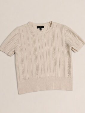 Banana Republic Cream Open Knit Short Sleeve Sweater Top Size Small